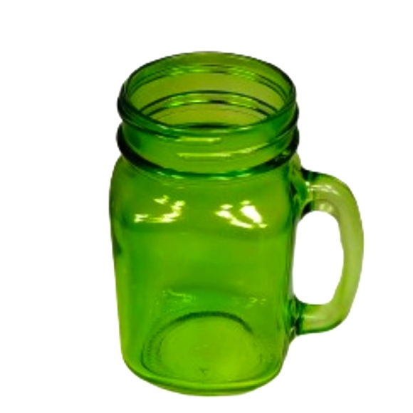 Other - Green Handled 12oz Shooter Mason Jar